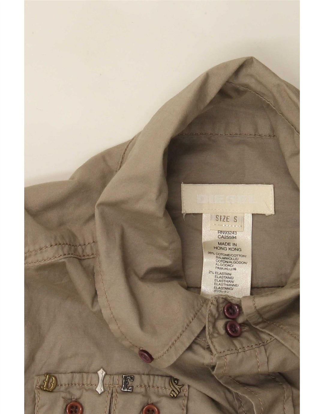 Chemise Diesel Femme UK 10 Small Gris Coton