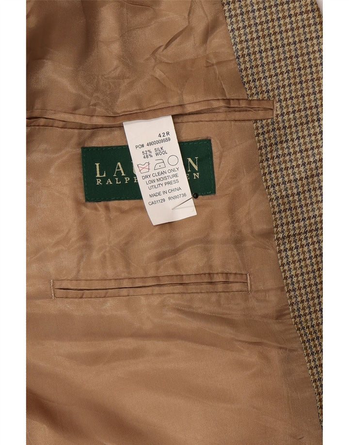 Ralph Lauren Veste blazer à 2 boutons pour homme UK 42 Grande soie pied-de-poule beige