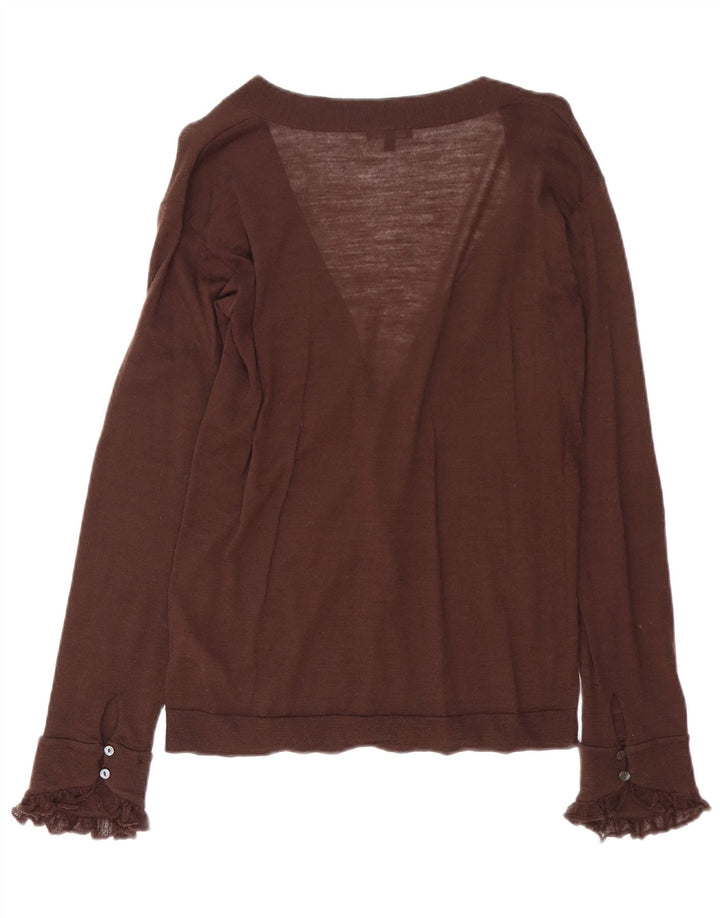 MASSIMO DUTTI Pull Cardigan Femme UK 14 Grande Laine Marron