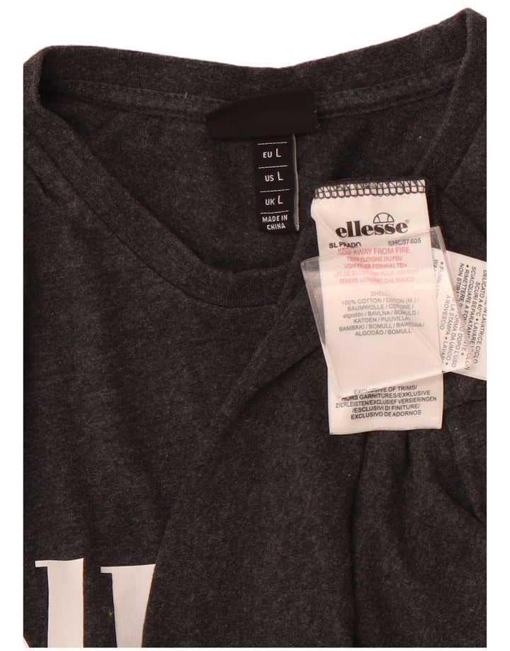 ELLESSE T-shirt graphique pour femme UK 14 Large Gris Coton
