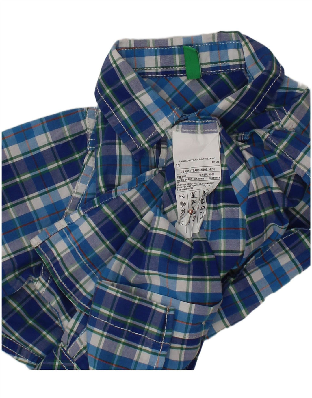 BENETTON Chemise bébé garçon 18-24 mois Bleu Carreaux Coton