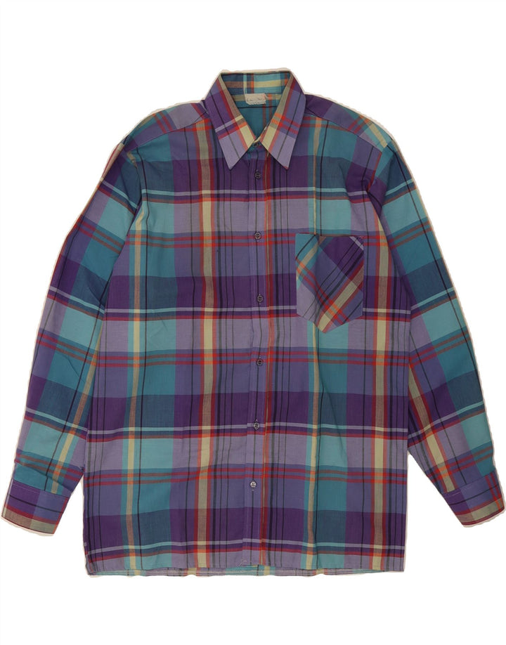 VINTAGE Mens Shirt Medium Purple Check Vintage Vintage and Second-Hand Vintage from Messina Hembry 