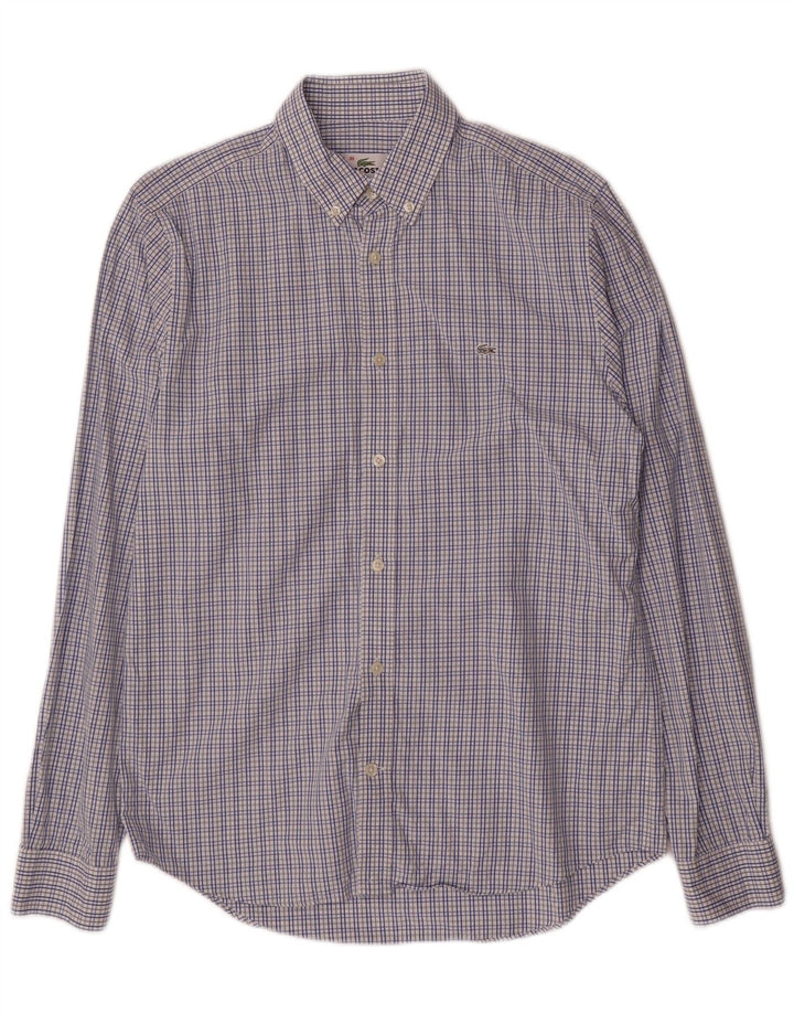 Lacoste Chemise coupe régulière pour homme Taille 39 Coton à carreaux bleu moyen