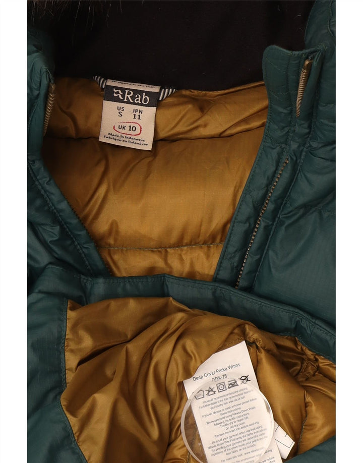 Rab Manteau rembourré à capuche pour femme UK 10 Small Vert Polyamide