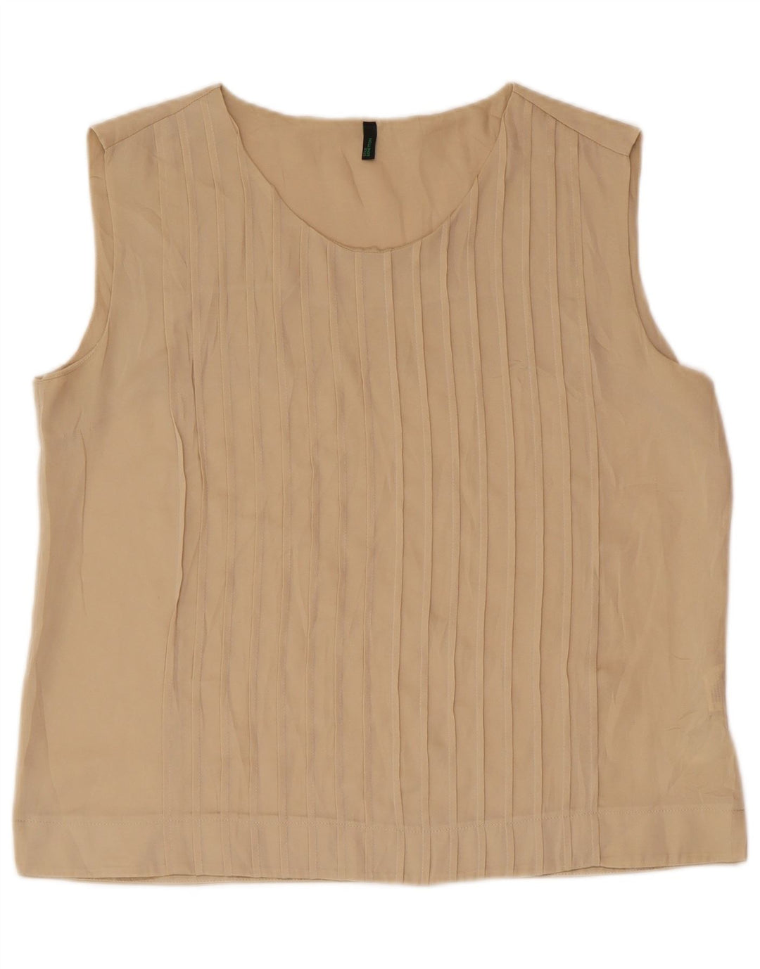 BENETTON Chemisier sans manches pour femme UK 46 Large Beige Polyester
