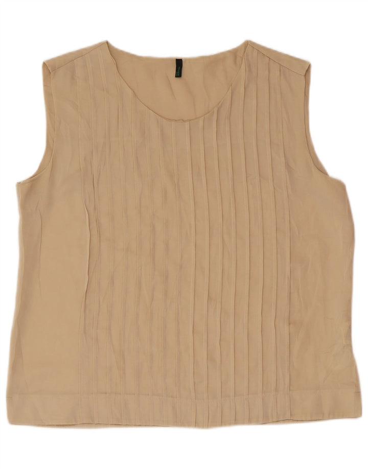 BENETTON Chemisier sans manches pour femme UK 46 Large Beige Polyester