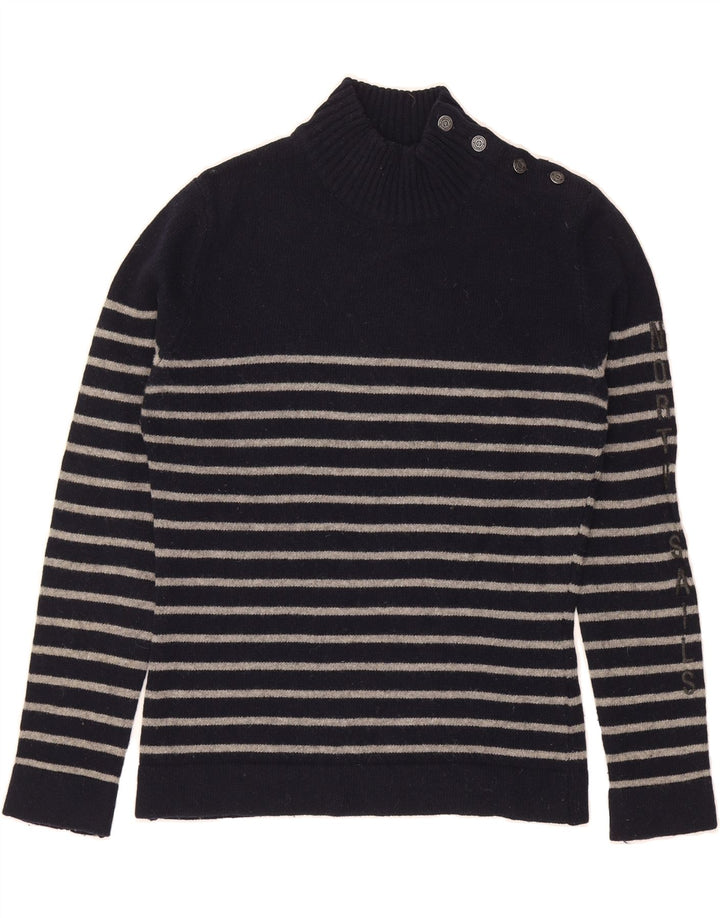 NORTH SAILS Womens Button Neck Jumper Sweater UK 12 Medium Navy Blue Vintage North Sails and Second-Hand North Sails from Messina Hembry 