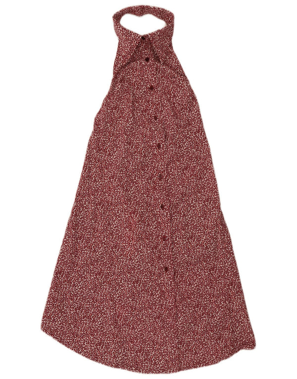 Replay Robe Licou Femme UK 4 XS Coton Imprimé Animal Bordeaux Bordeaux
