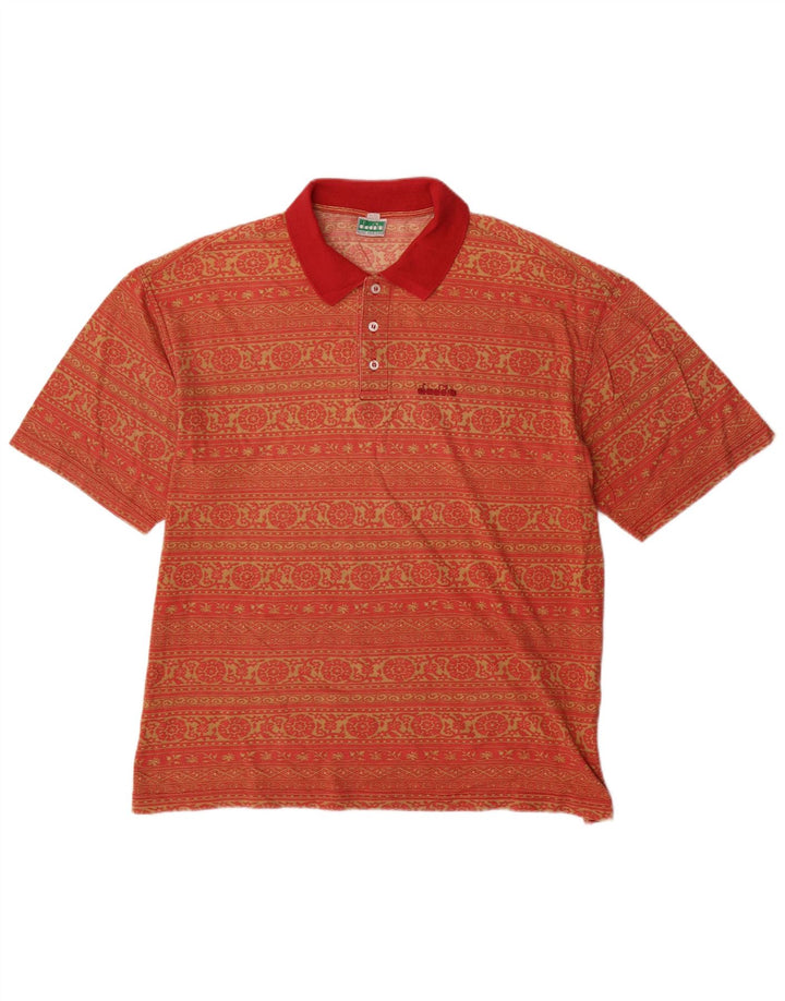 DIADORA Polo Homme UK 42 Large Rouge Paisley