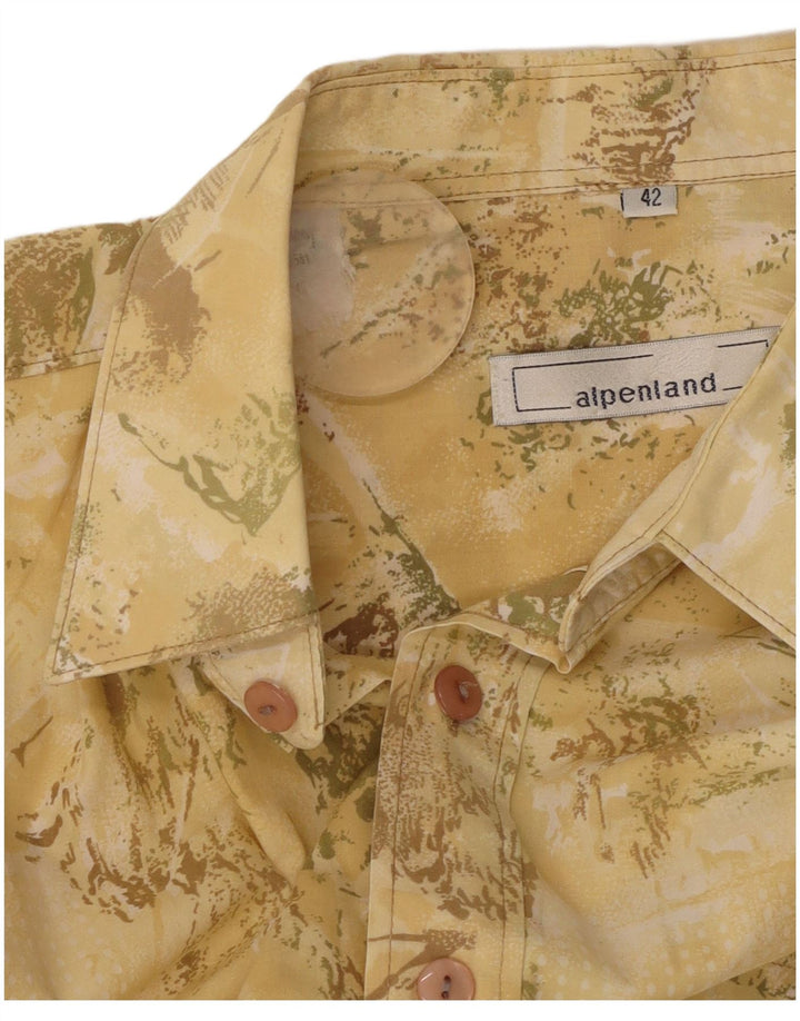 Alpenland Chemise à manches courtes pour homme avec motif abstrait Taille 42 Grand Jaune
