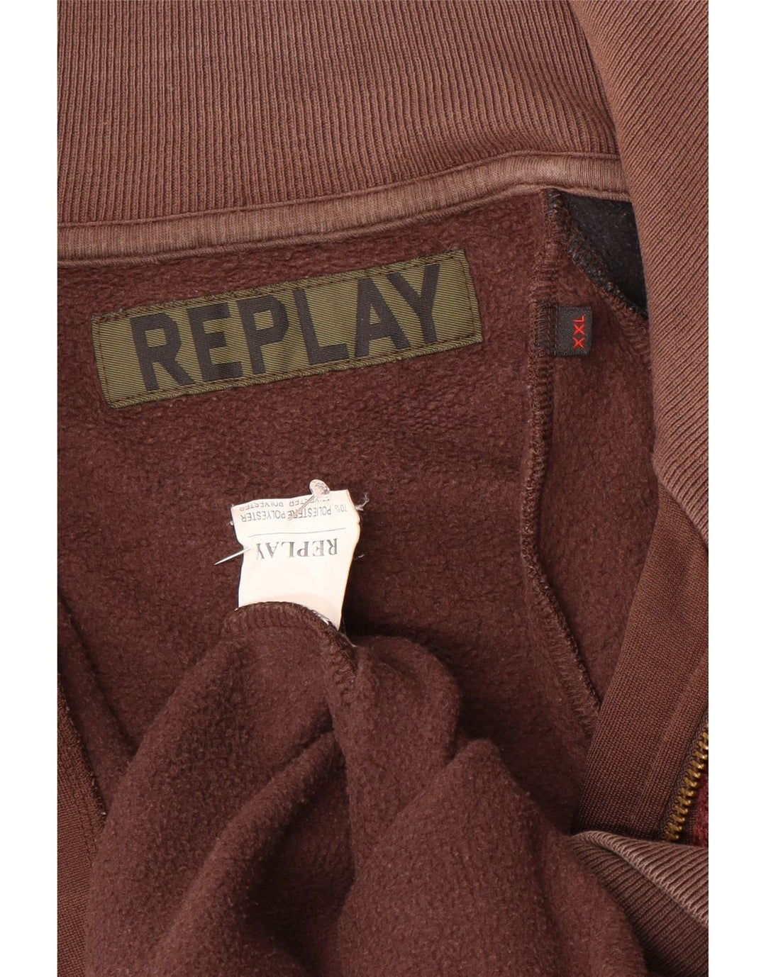 Replay Veste de survêtement graphique pour hommes 2XL Marron Colorblock Polyester