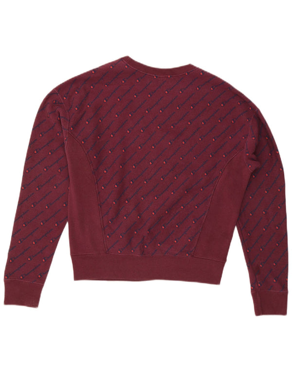 Champion Sweat-shirt surdimensionné graphique pour femme UK 10 Petit Bordeaux