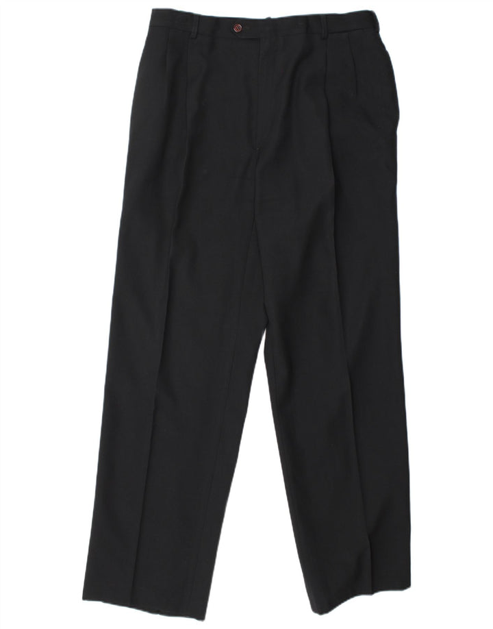 Egon Von Furstenberg Homme UK 40 Large W32 L32 Laine Vierge Noire