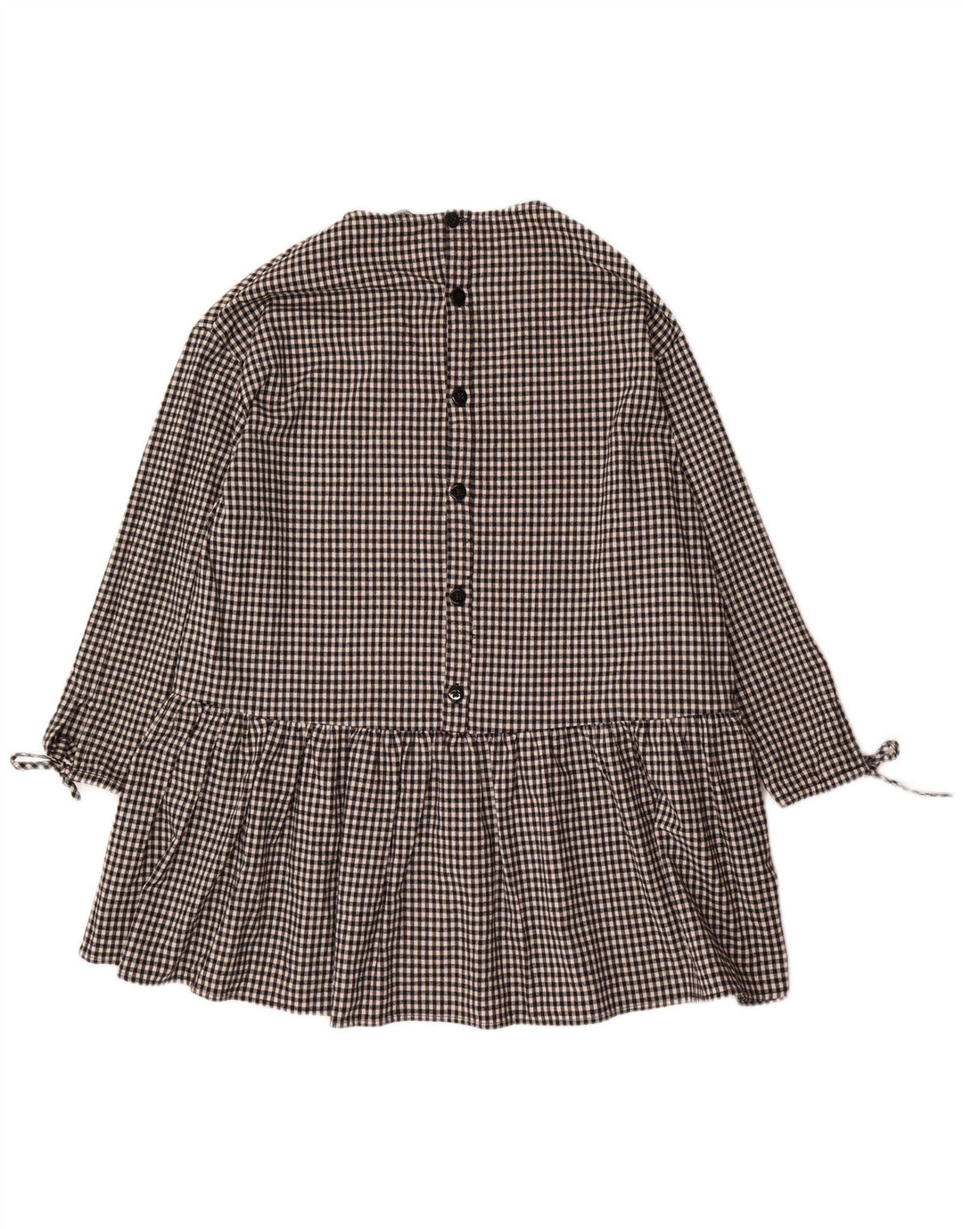 Zara Robe basique surdimensionnée à manches 3/4 pour femme UK 10 Petit vichy noir