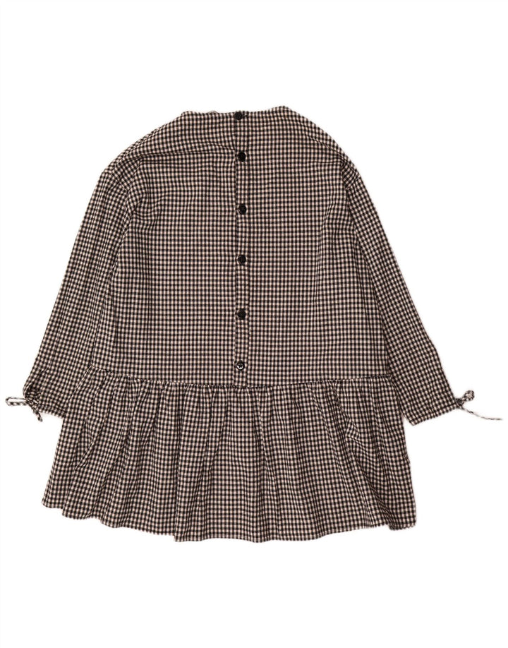Zara Robe basique surdimensionnée à manches 3/4 pour femme UK 10 Petit vichy noir
