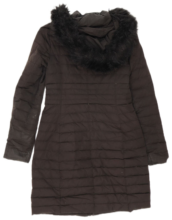 Zara Manteau matelassé surdimensionné à capuche pour femme UK 6 XS Noir