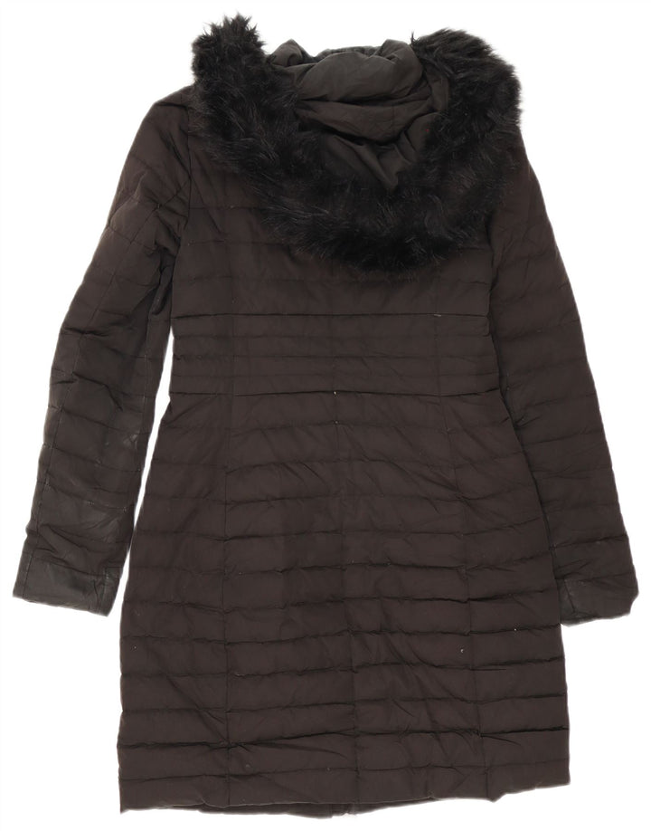 Zara Manteau matelassé surdimensionné à capuche pour femme UK 6 XS Noir