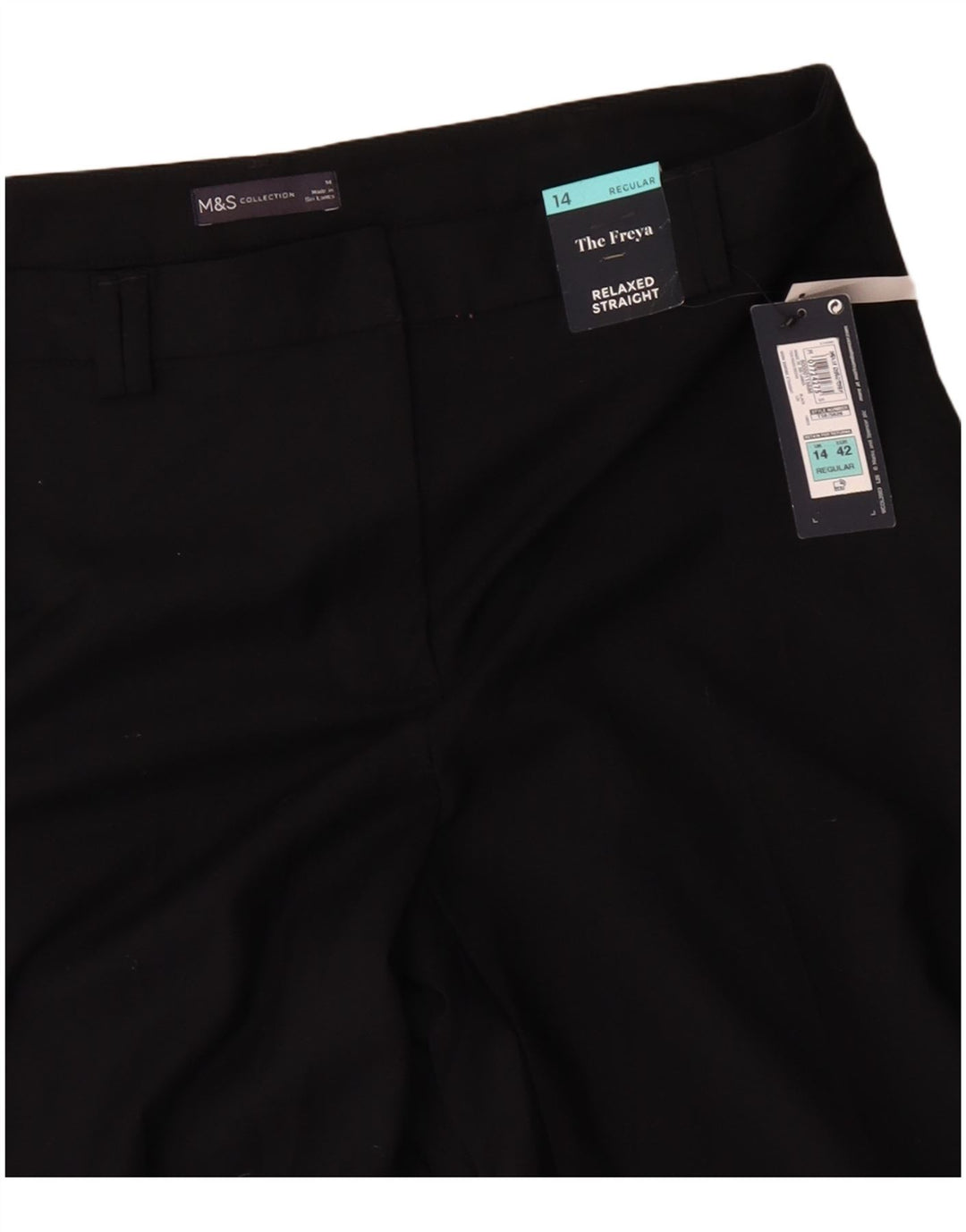 MARKS & SPENCER Pantalon chino décontracté pour femme UK 14 Large W36 L30 Noir