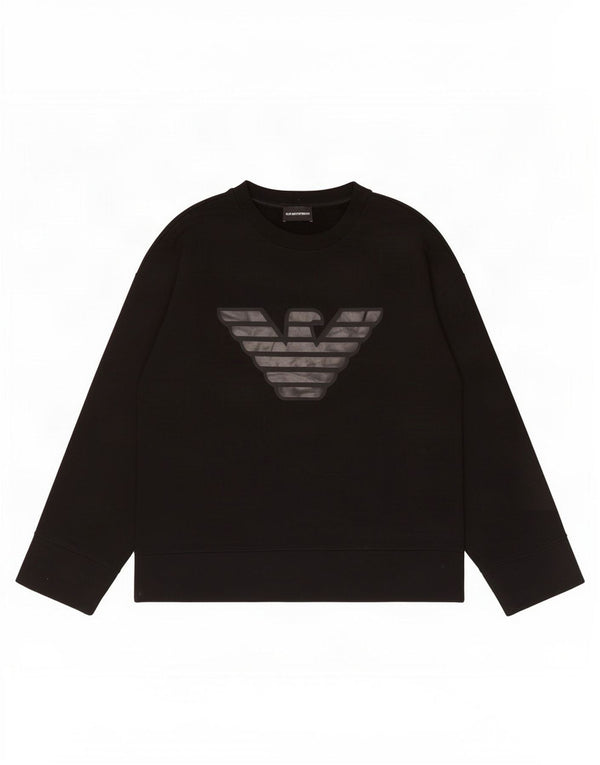 Emporio Armani Sweat-shirt graphique pour homme EU 46 Petit coton noir