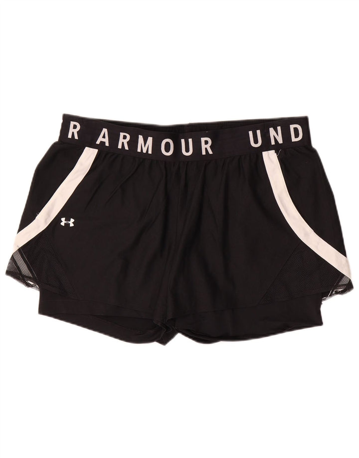 UNDER ARMOUR Short de sport Heat Gear pour femme UK 18 XL Noir Colourblock