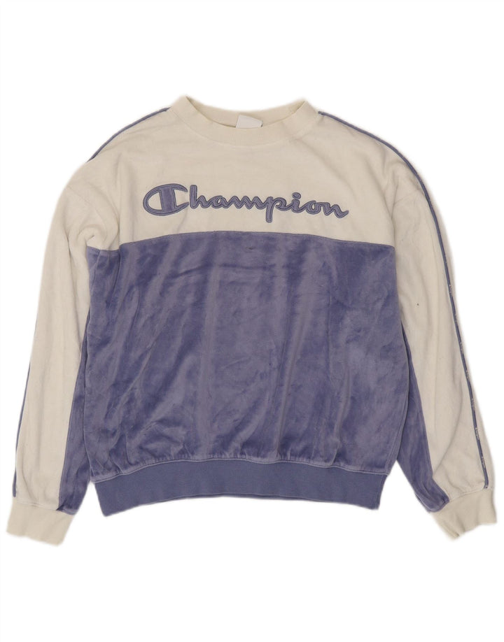 CHAMPION Sweat-shirt graphique pour femme UK 16 Grand color block blanc