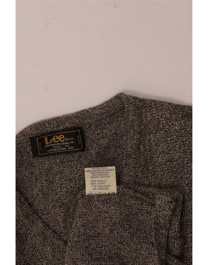 Lee Pull Col V Homme XL Laine Mouchetée Gris