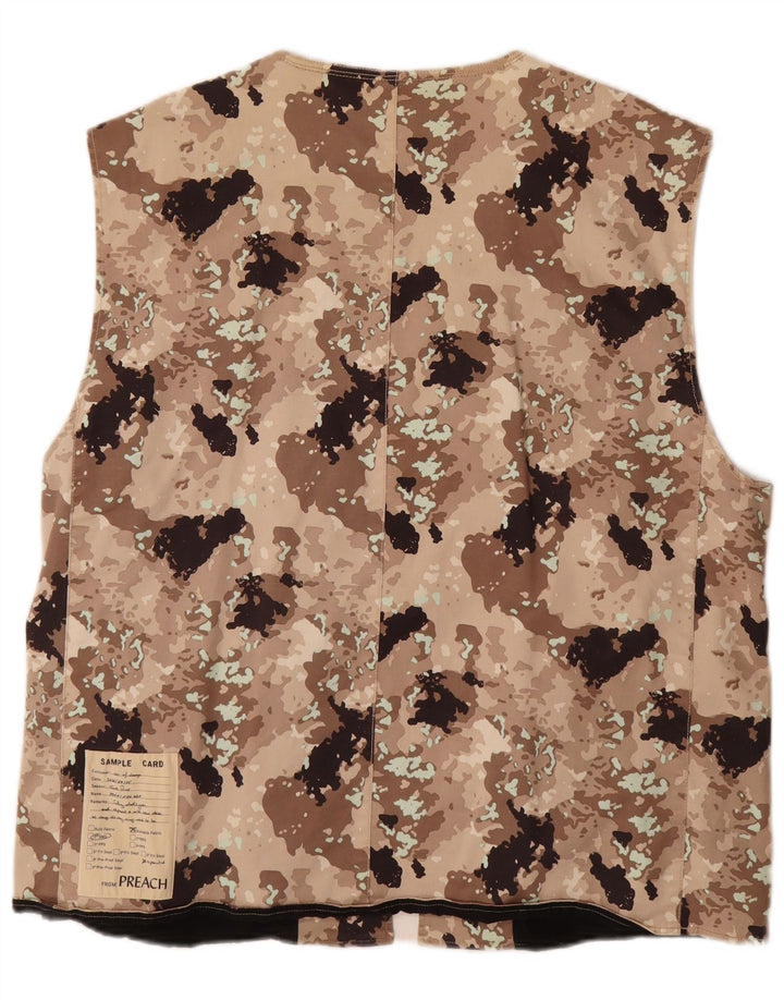 VINTAGE Gilet utilitaire homme UK 40 Grand coton camouflage beige