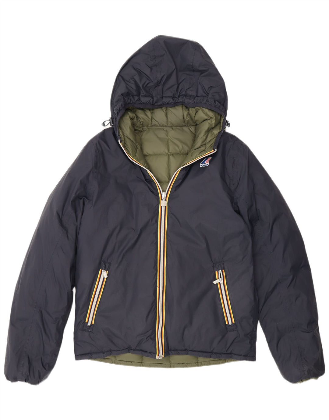 K-Way Veste matelassée réversible à capuche pour femme UK 14 Bleu marine moyen