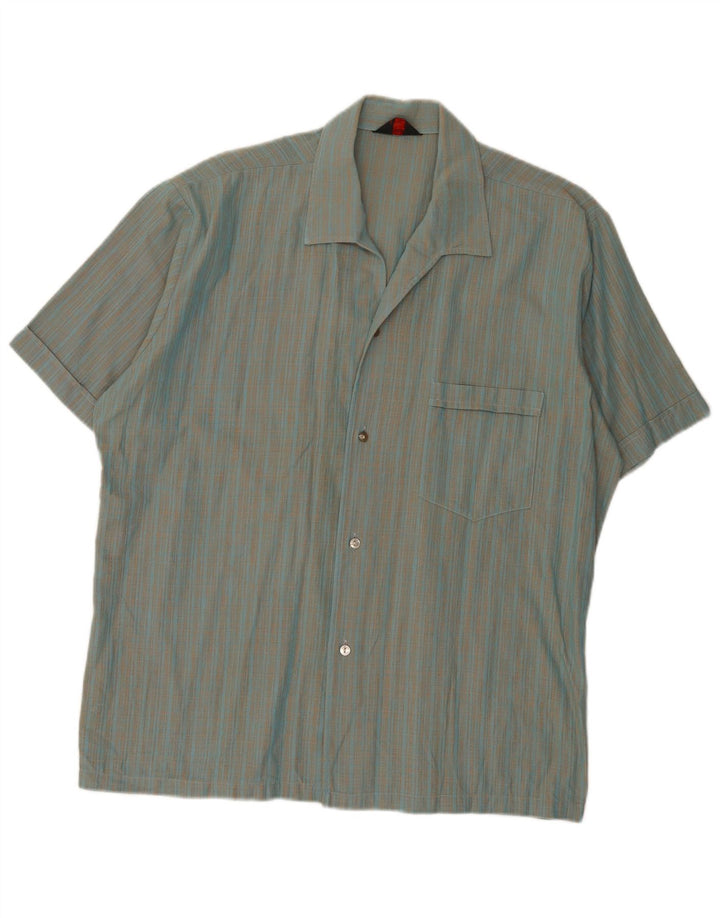 Van Heusen Chemise à manches courtes pour homme XL en coton à carreaux bleus