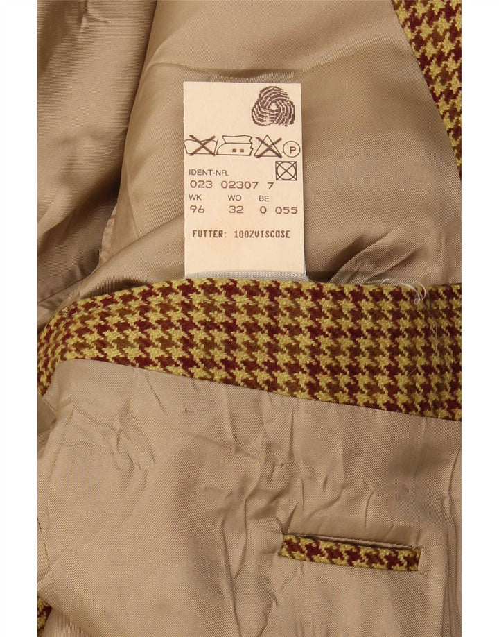 Hugo Boss Veste blazer à 2 boutons pour homme UK 42 XL pied-de-poule marron laine vierge