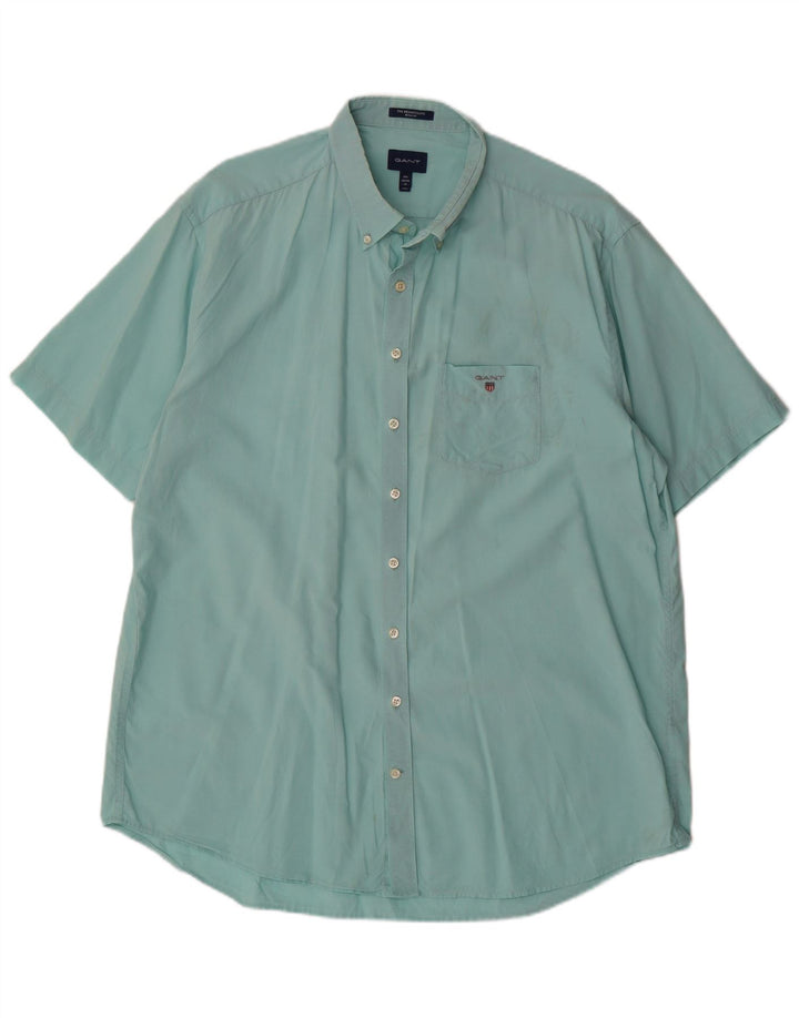 GANT Chemise à manches courtes pour homme Taille 45/46 18 2XL Turquoise Coton