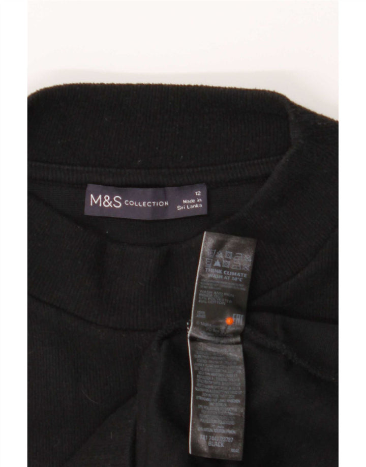 Marks & Spencer Tunique à manches longues pour femme UK 12 Noir moyen Polyester