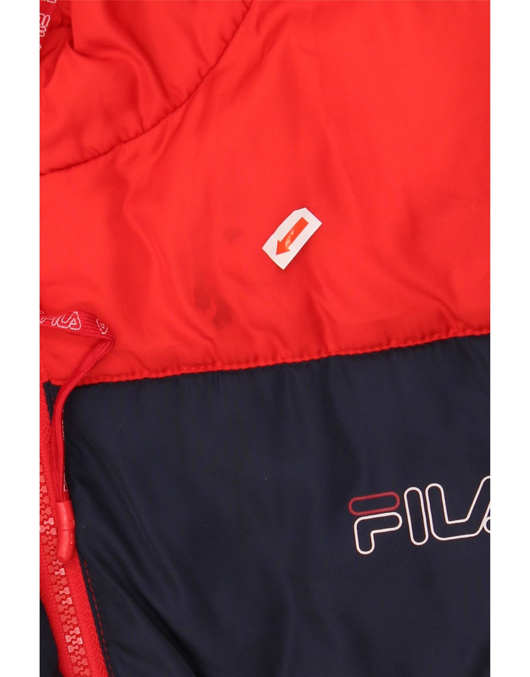 FILA Veste matelassée à capuche graphique pour hommes UK 38 Rouge moyen Colourblock