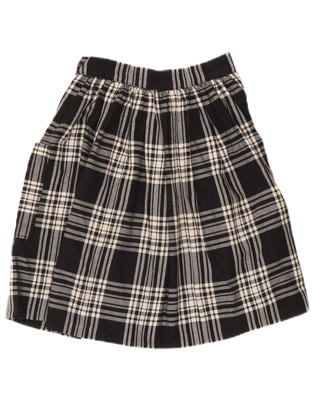jupe trapèze femme vintage W24 XS Black Check