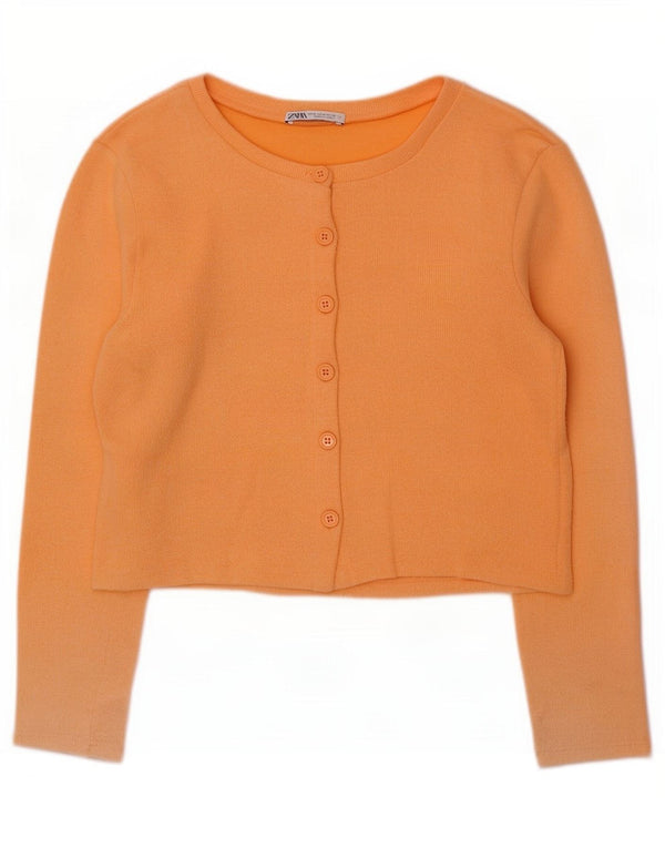 Zara Femme Crop Cardigan Top UK 12 Orange Moyen