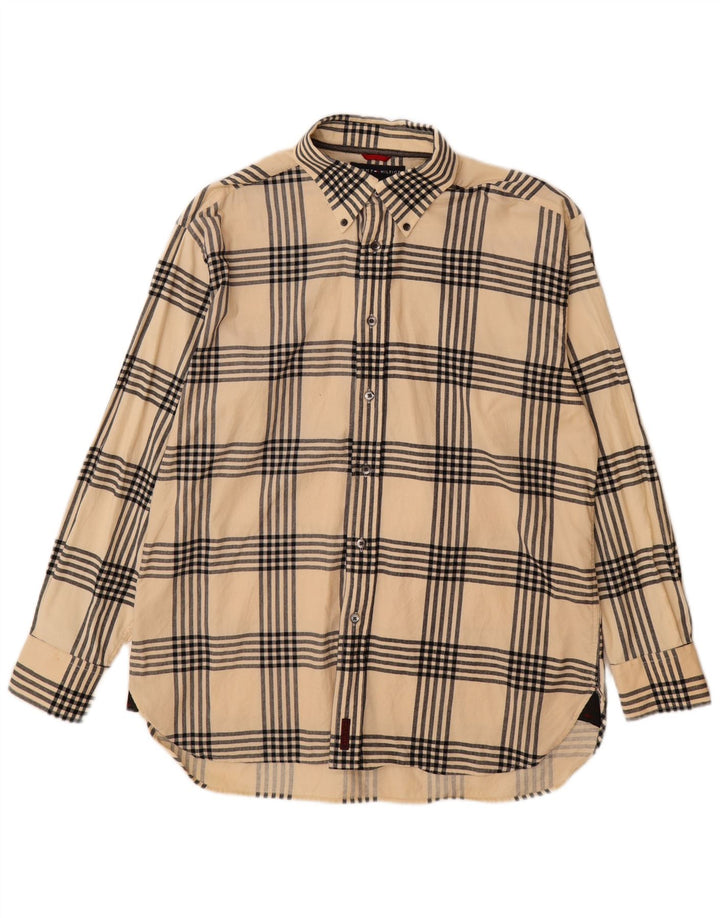 TOMMY HILFIGER Chemise Homme Large Beige Plaid Coton