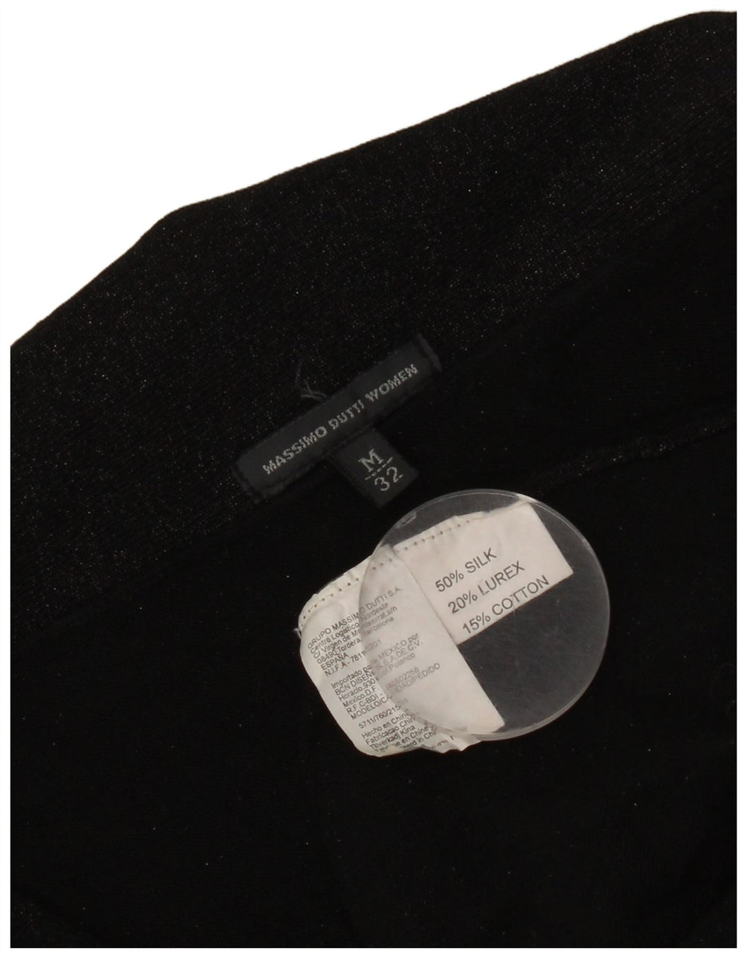 MASSIMO DUTTI Débardeur court à nouer sur le devant pour femme UK 12 Medium Noir moucheté