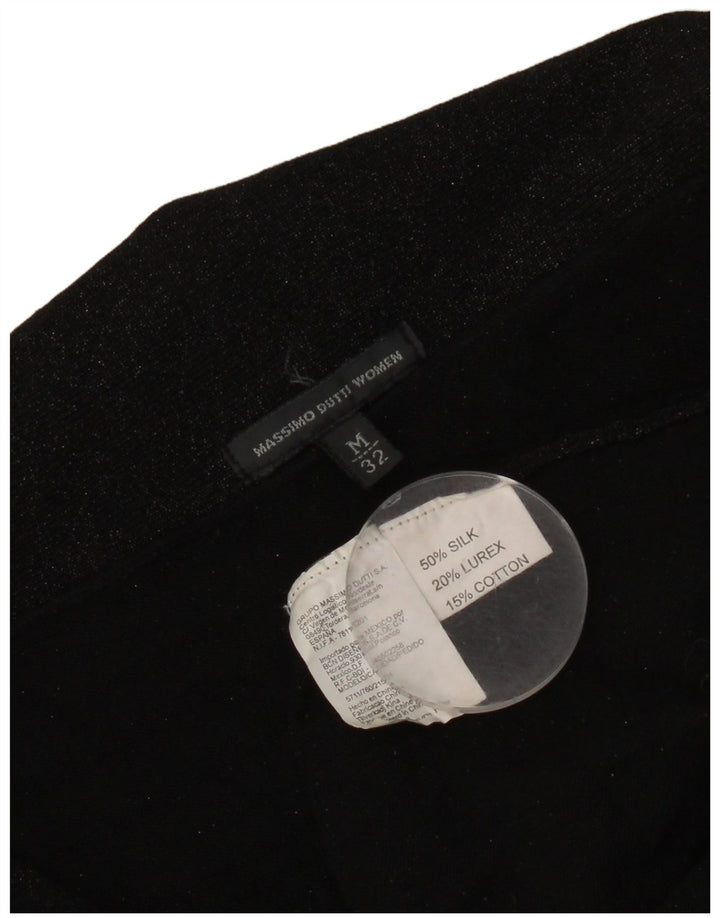MASSIMO DUTTI Débardeur court à nouer sur le devant pour femme UK 12 Medium Noir moucheté