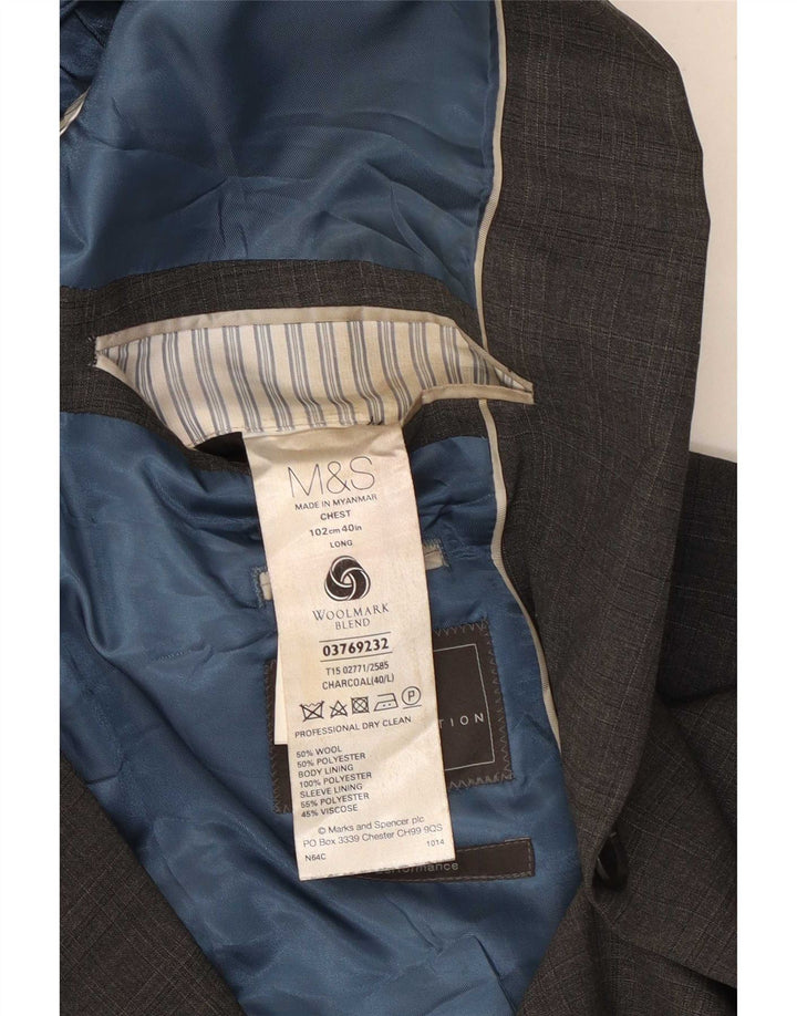 Marks & Spencer Veste blazer à 2 boutons pour homme UK 40 laine gris moyen