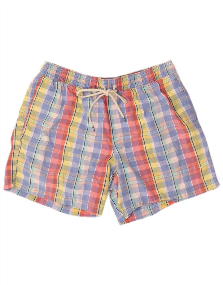 Marks & Spencer Short de bain XL en coton à carreaux multicolore pour homme