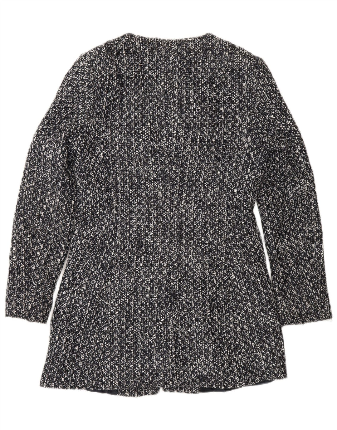 Zara Womens Full Zip Blazer Jacket UK 12 Gris Moyen Coton