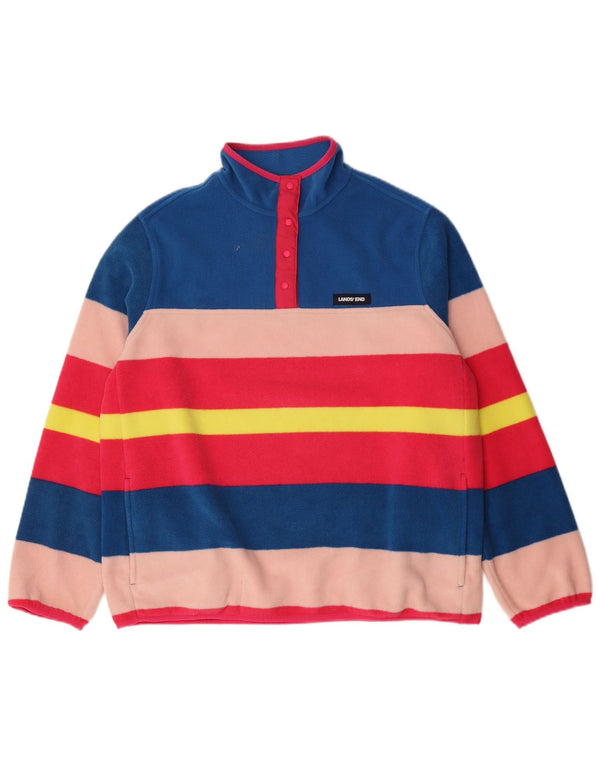 Lands End Pull polaire surdimensionné pour femme UK 16 Grandes rayures multicolores
