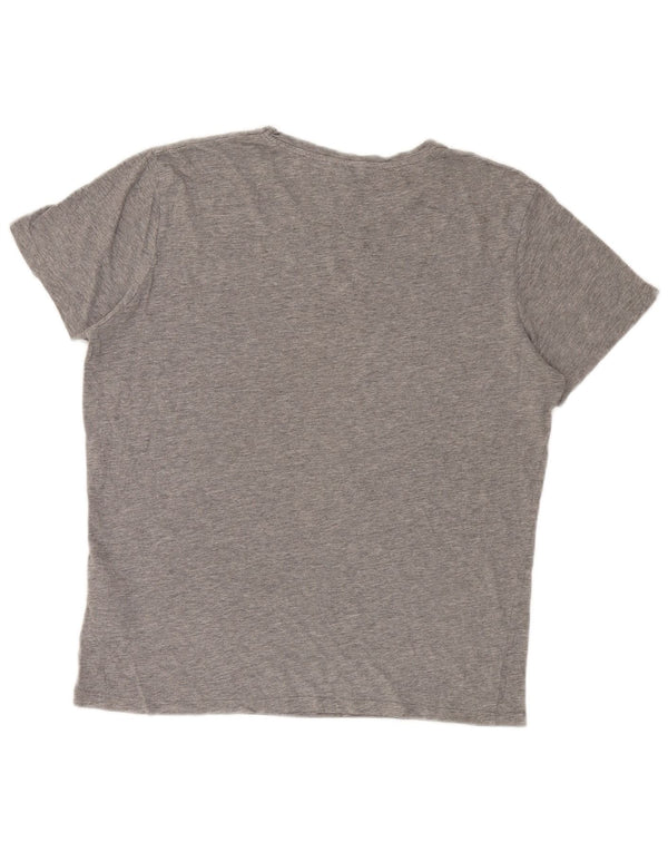 Jack & Jones Mens Graphic T-Shirt Top Large Grey Flecked Cotton
