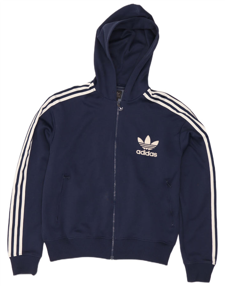 Adidas Pull à capuche zippé pour homme Grand bleu marine Polyester