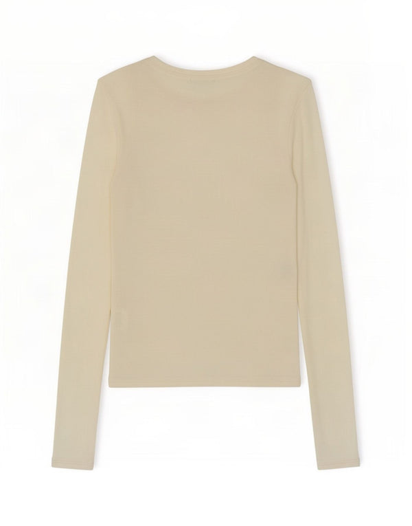 Zara Femme Top Manches Longues UK 8 Petit Modal Blanc