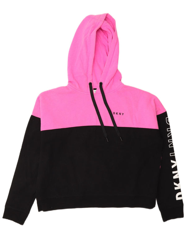 Dkny Pull à capuche surdimensionné graphique pour femme UK 14 Rose moyen Colourblock