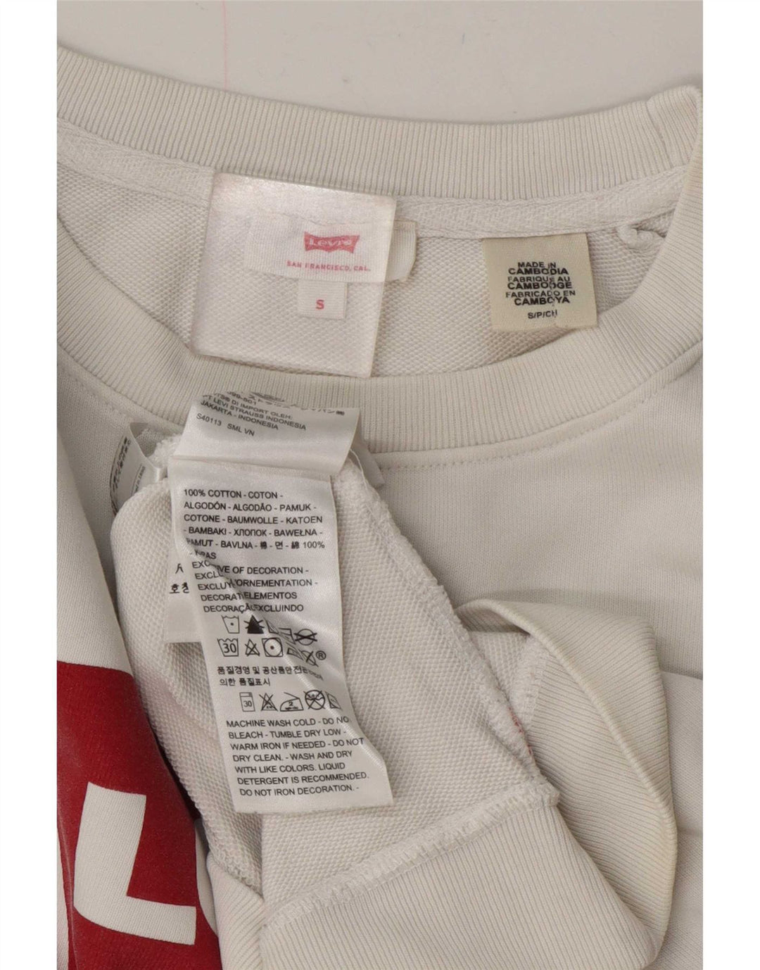 Levi's Sweat-shirt surdimensionné graphique pour femme UK 10 Petit coton blanc