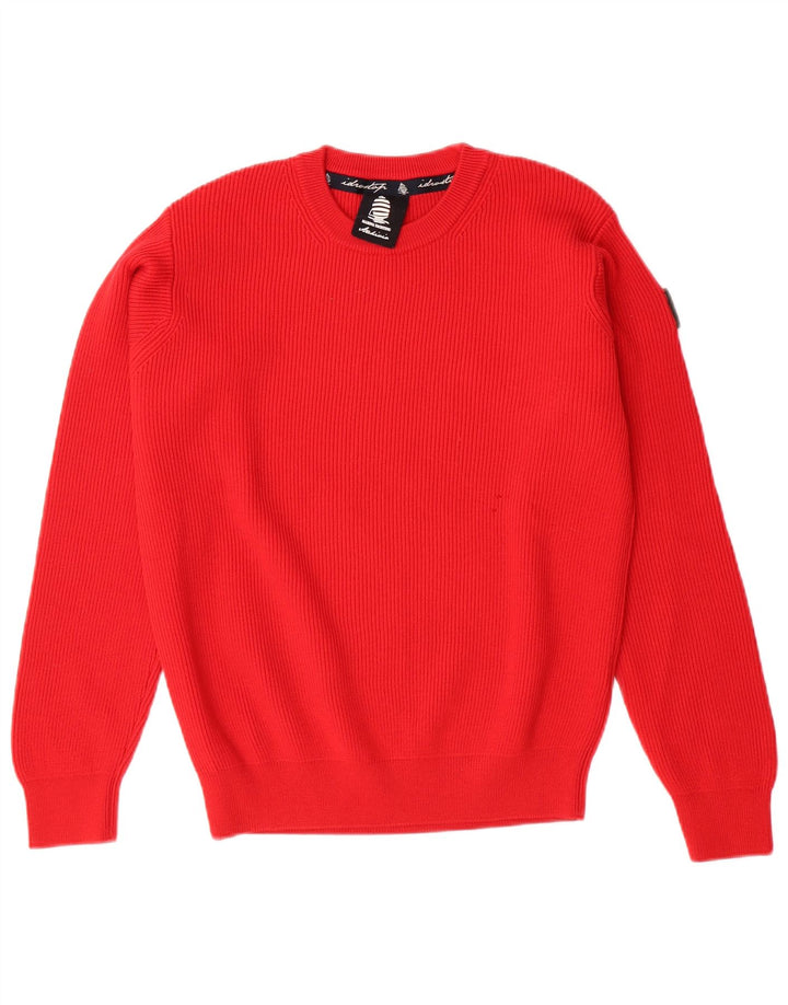 Marina Yachting Pull à col rond pour homme Petite laine vierge rouge