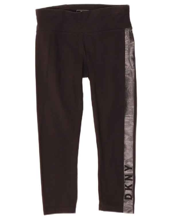 Dkny Legging Capri Graphique Femme UK 4 XS Coton Colorblock Noir