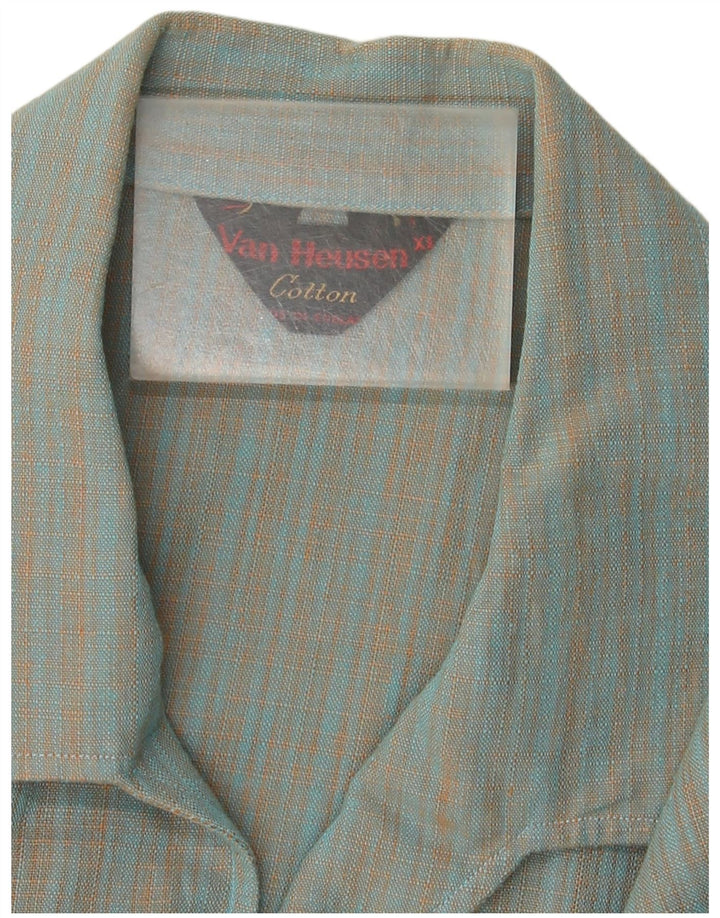 Van Heusen Chemise à manches courtes pour homme XL en coton à carreaux bleus
